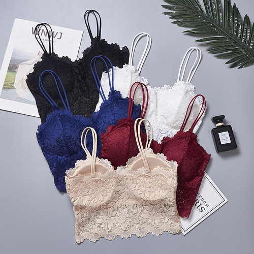 Lace beautiful back camisole women's inner wear with padded tube top sexy large size chest wrap foreign trade thin underwear