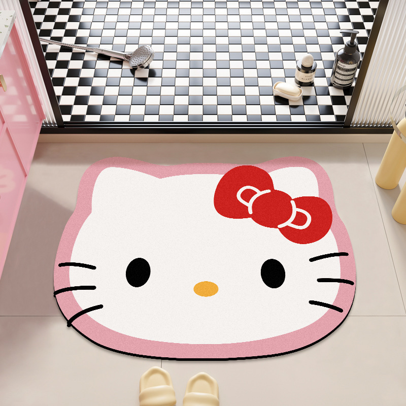 HelloKitty卡通硅藻泥地垫浴室吸水防滑脚垫卫生间耐脏易打理地垫|undefined