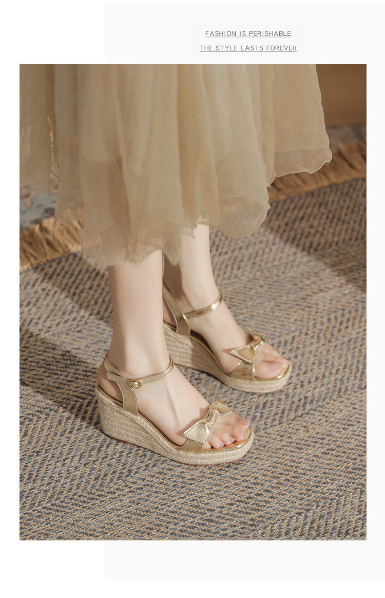 Sandal cao gót nữ hở mũi đế xuồng bện thừng gót 9 cm — màu vàng chi tiết 14