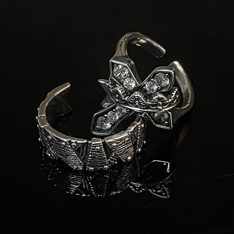 Punk Geometric Copper Plating Zircon Open Ring