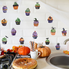 新款MG-B017萬聖節可愛小蛋糕組合廚房餐廳背景裝飾牆貼紙批發