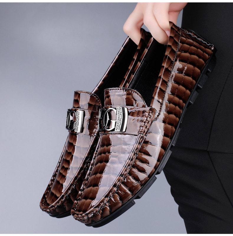 Giày lười nam da bò xỏ chân kiểu Anh, mũi tròn, đế bằng, cỡ lớn — 24708 Màu nâu, 24708 Màu xanh lá cây, 24708 Màu đen chi tiết 23