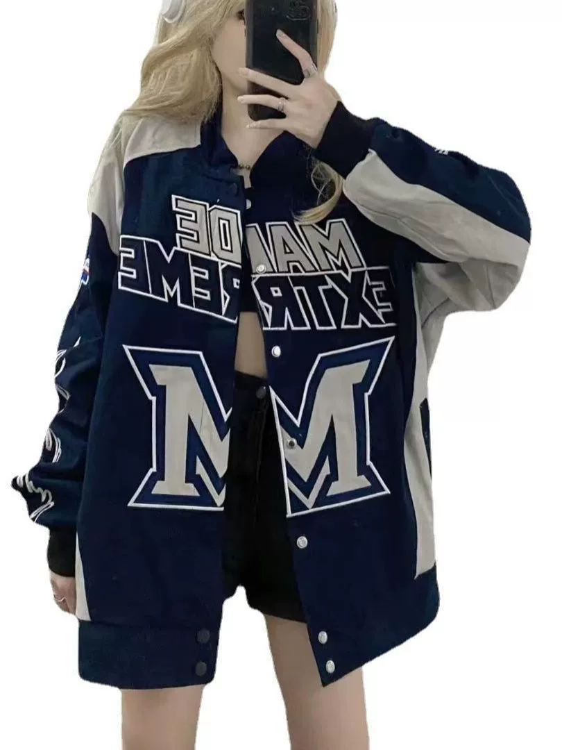 Racing Jacket, Unisex Oversize American Retro, Full Embroidery, Sizes M–2XL