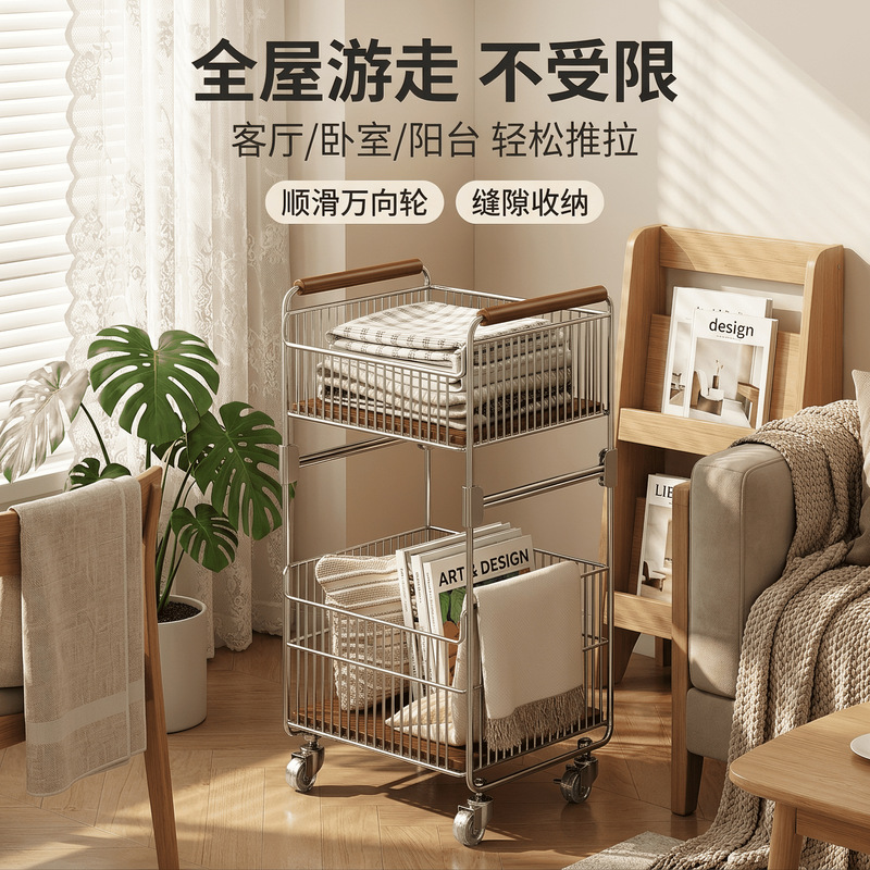New laundry basket, a versatile storage solution for home use, features a double-layer design, is mobile with wheels, and can be used as a storage rack in the bathroom for organizing dirty clothes New laundry basket, a versatile storage solution for home use, features a double-layer design, is mobile with wheels, and can be used as a storage rack in the bathroom for organizing dirty clothes