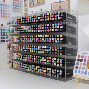 Marker Pen Storage Box Storage Rack Inclined Pen Holder Large Capacity Split Transparent Art Brushes Organize Lun Cai
