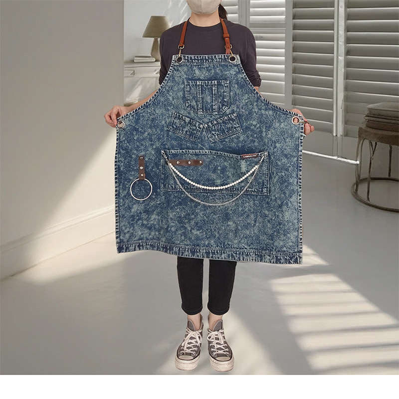 Snowflake Blue Apron Restaurant Milk Tea Barber Shop Hairdresser Baking Bar Cafe Work Clothes Printing Snowflake Blue Apron Restaurant Milk Tea Barber Shop Hairdresser Baking Bar Cafe Work Clothes Printing