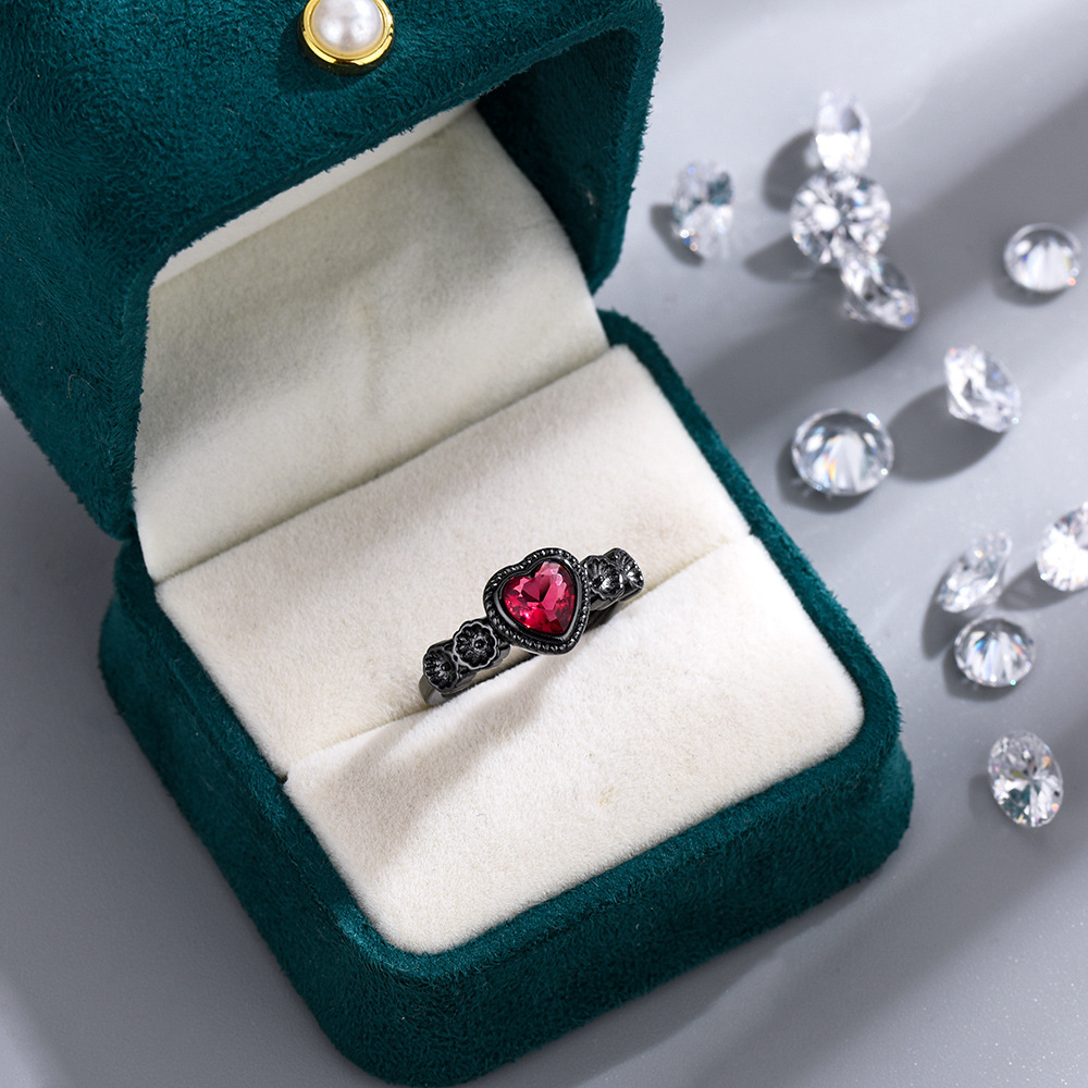 Bijoux En Gros Vacances Style Classique Forme De Cœur Le Cuivre Zircon Anneau Ouvert display picture 4