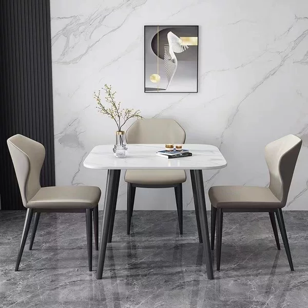 Slate Dining Table, Light Luxury Restaurant Square Dining Table, Simple Home-Use Table and Chair Set for Small Apartments, Leisure Meeting Table