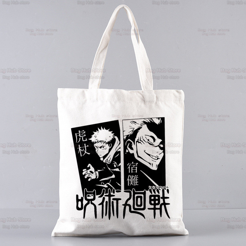 Jujutsu Kaisen Gojo Goku impresa bolsa de lona Harajuku bolso de hombro bolso de moda estudiante bolsa de compras