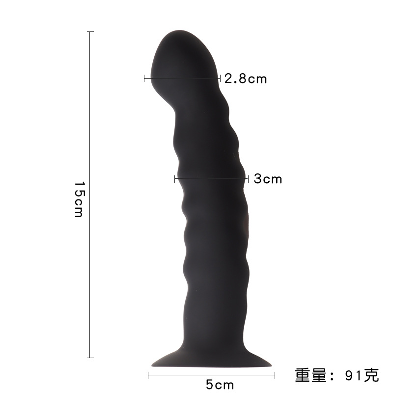 Silicone Anal Plug with Suction Cup Base, Manual Control, Black — detail image 4