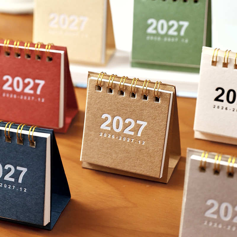 Early Morning 2027 Simple Mini Desk Calendar Portable Calendar Minimalist Style Desktop Ornament Check-In Planner Small Desk Calendar