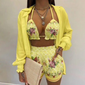 product - wholesale Printed Sexy Beachwear Swimsuit Three-Piece Suit Women - 3