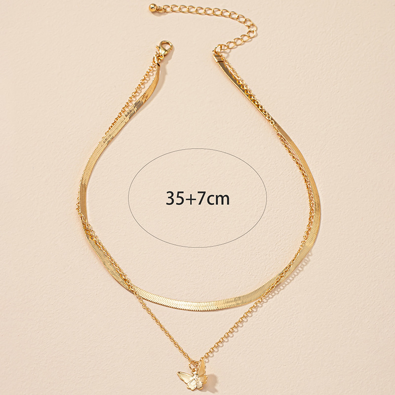 Korean Double Layered Butterfly Necklace Creative Light Luxury Necklace Female display picture 4