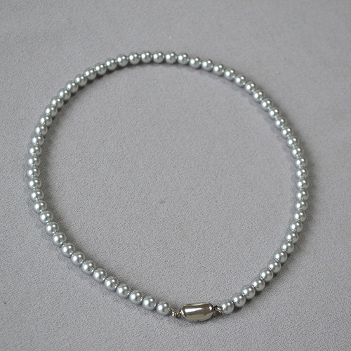 French Retro Fever Style Round imitation Shuji Crystal Pearl Yuanbao Clasp Elegant and Refined Necklace Collar Chain