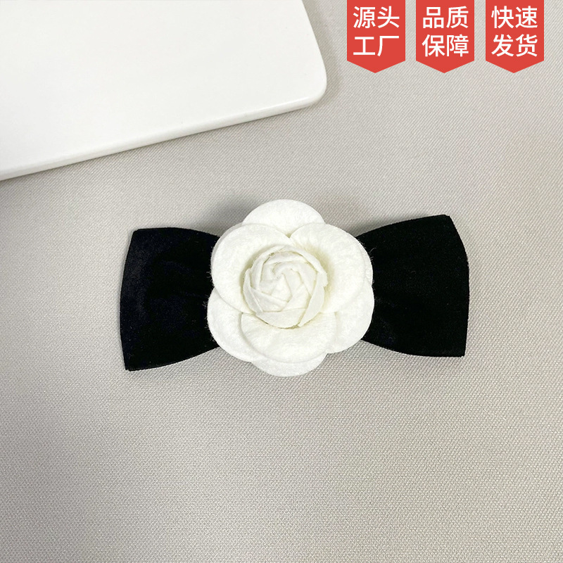 Retro Small Fragrant Style Camellia Brooch Pin, Versatile Houndstooth Bow Brooch, Corsage, Collar Flower Accessory, Neck Accessory