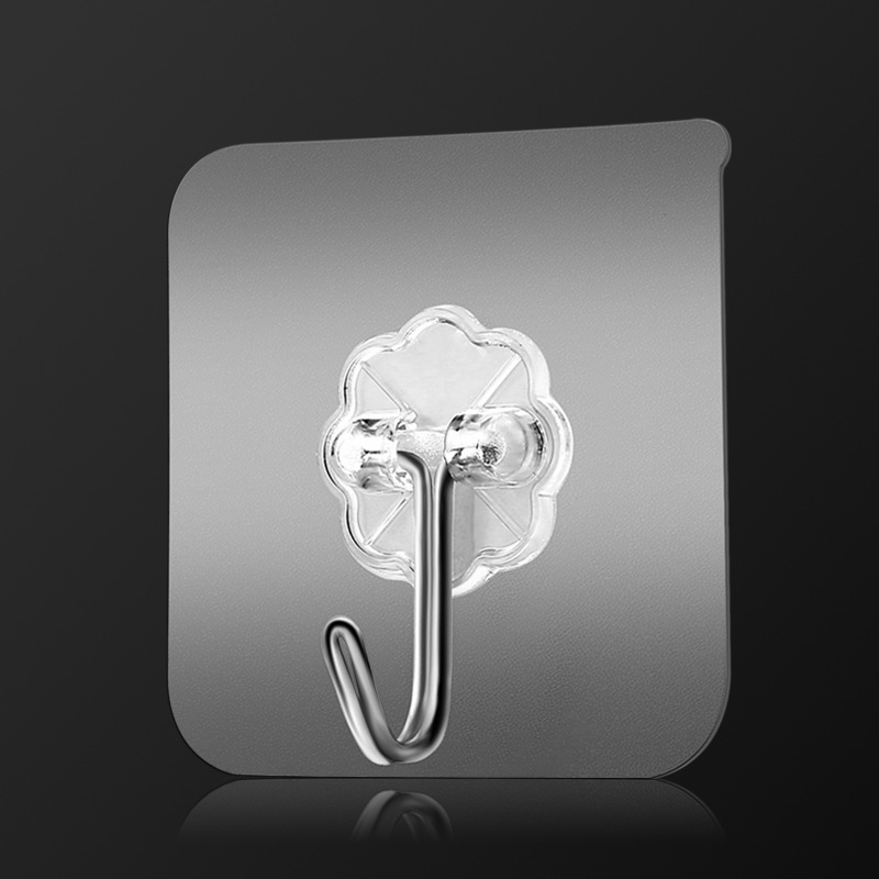 Strong seamless transparent hook non-perforated wall-mounted kitchen creative hook waterproof household door super weighing hook