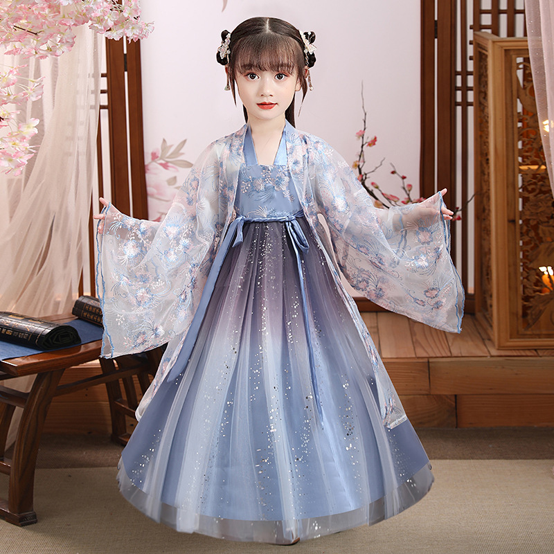 Hanfu-Style Girls' Spring and Summer Children's Tang Suit Ancient Fairy-Like Chinese-Style Dress 2025 Ancient Costume Autumn Princess Girl