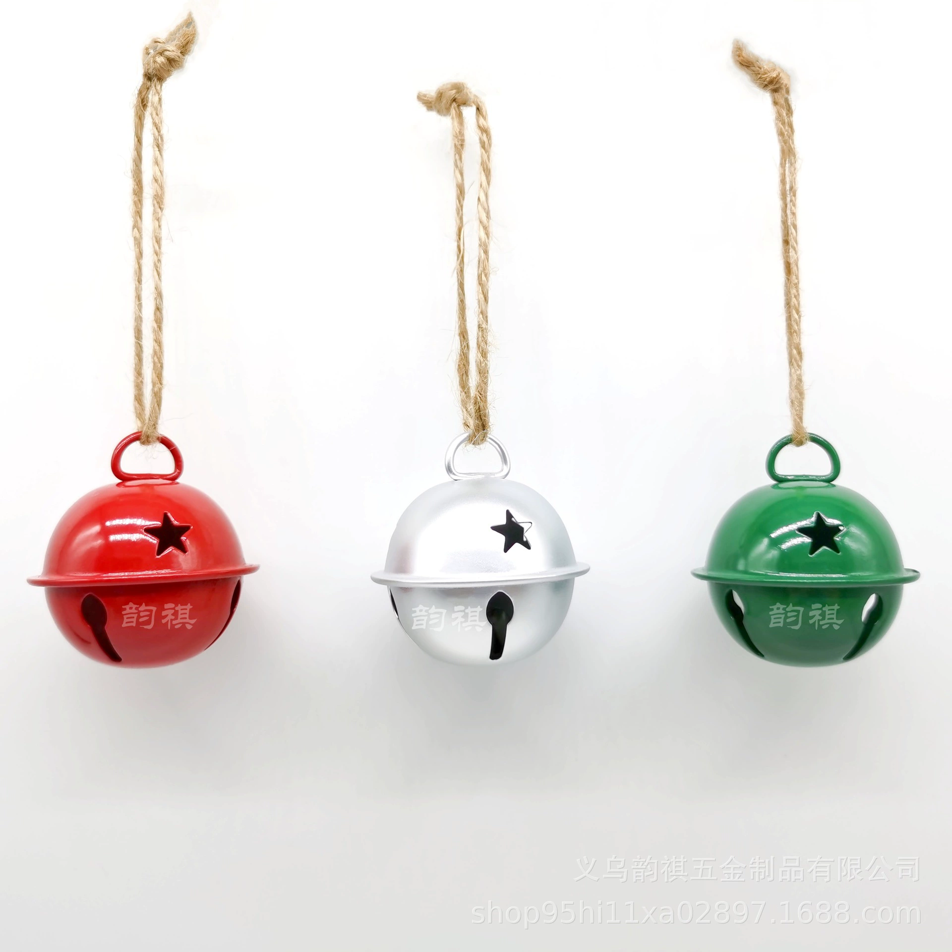 Хит продаж подвесной пеньковой веревки с кольцом, утолщенным колокольчиком со звездообразным отверстием и подвесным кольцом, очень толстым пятизвездочным круглым колокольчиком, экспортируемой в Европу и США, подвеской в елочку.
