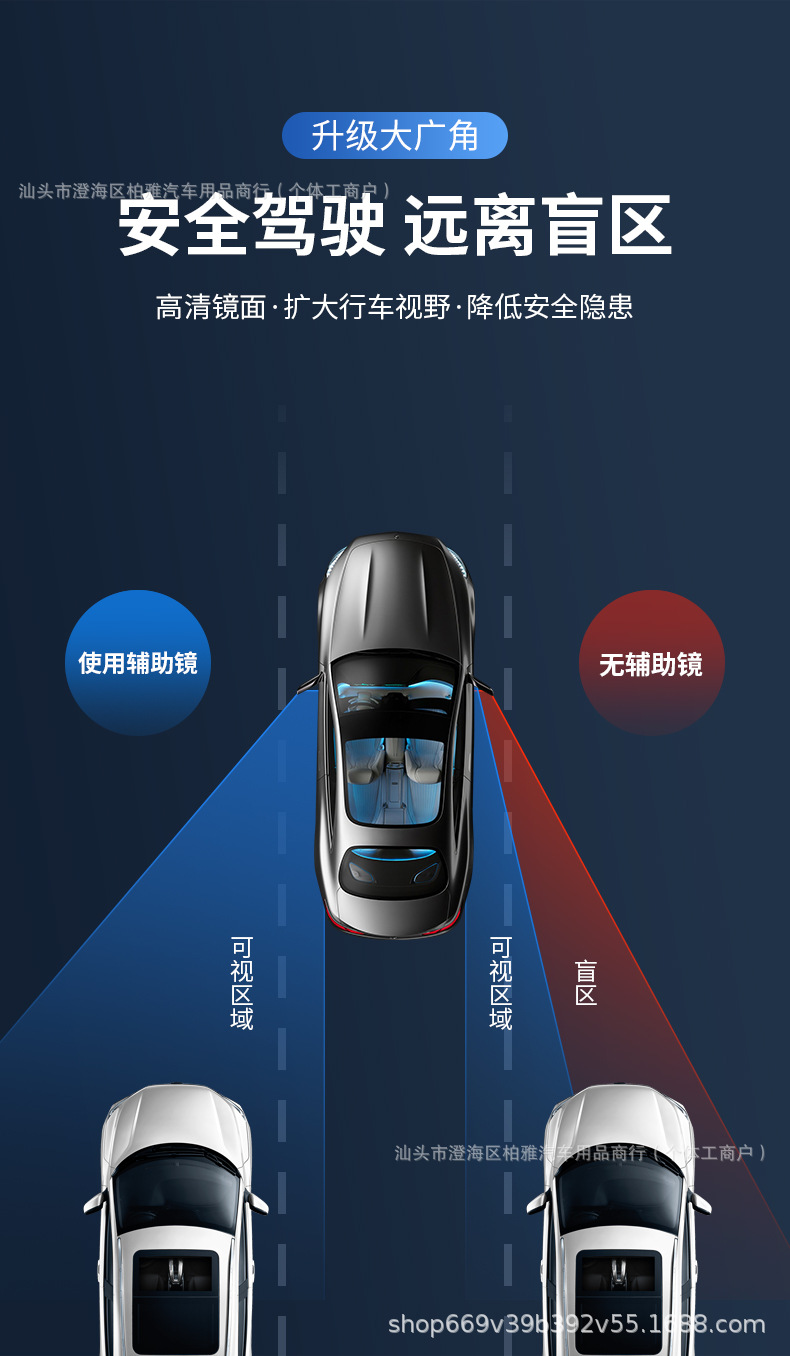 Factory direct 2-in-1 rearview mirror blind spot mirror with rain visor, TPE high-definition glass, wide-angle, rainproof, universal blind spot mirror