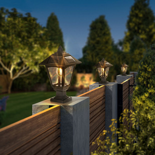 New Private Model Lawn Light Outdoor Waterproof Led Tungsten Solar Column Head Light Villa Garden Area Landscape Light