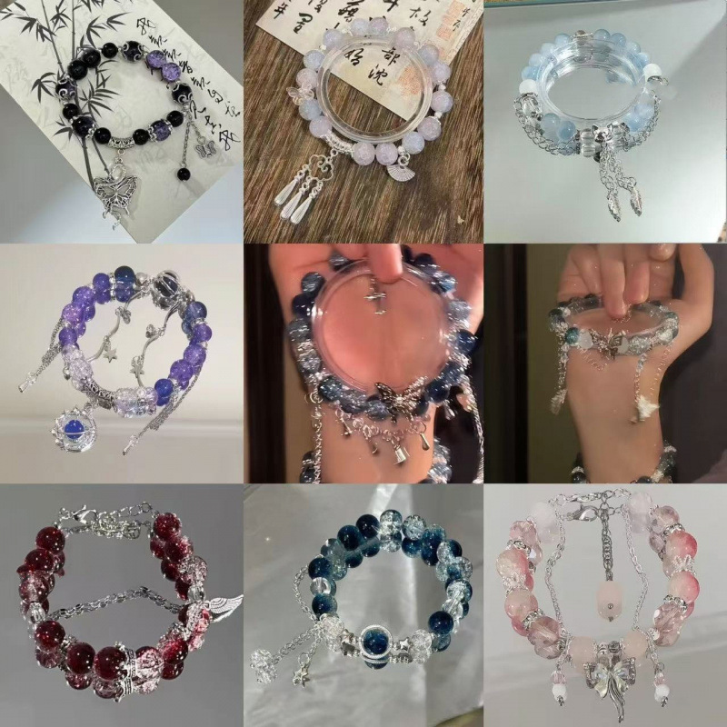 New Chinese-style colored glaze beaded tassel bracelet fashion women's high-end sense niche Joker retro temperament jewelry wholesale