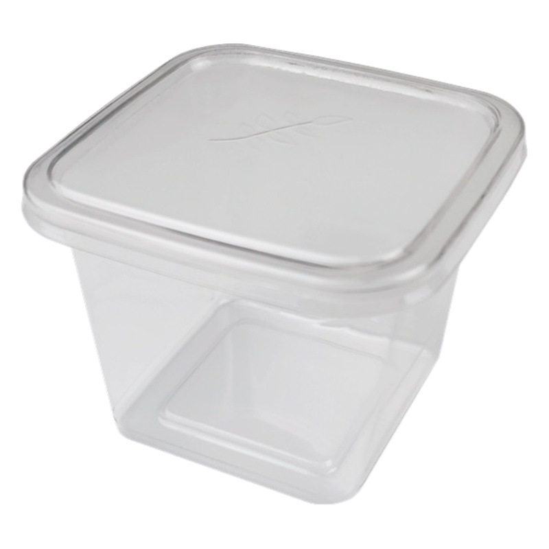 Cuadrado mousse de leche de soja caja de embalaje transparente caja de embalaje taza de salvado de madera caja de embalaje de pesca de frutas caja de pastelería de tiramisú