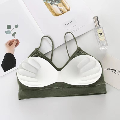 Cross-border seamless Japanese-style threaded tube top and beautiful back for girls and students with breast pads and thin suspenders to wrap breasts and small vest underwear