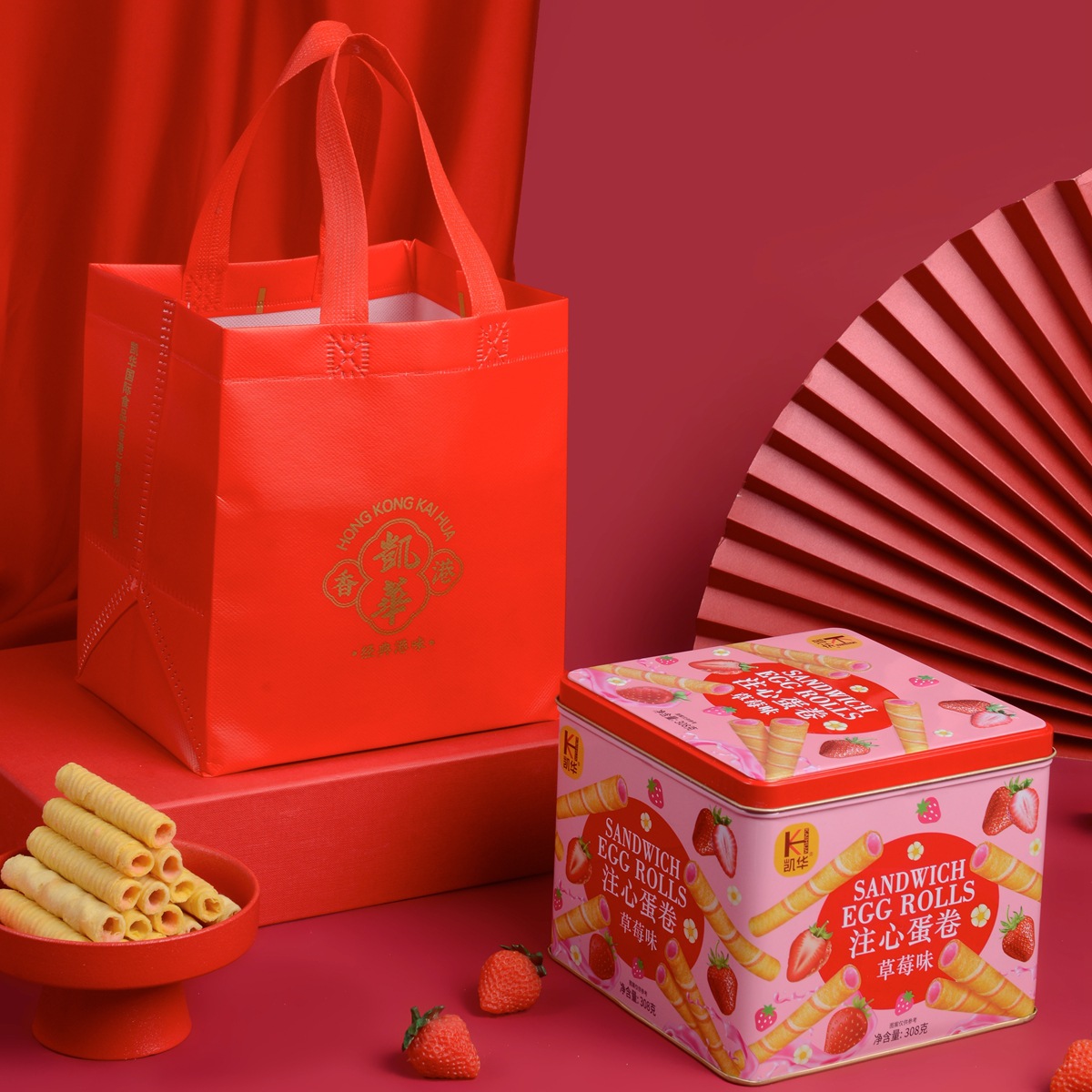 批发网红零吃饼干糕点 草莓味注心蛋卷(粉红) 微商同款休闲食品|ru