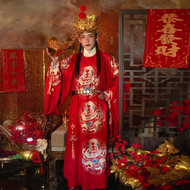 财神爷服装全套男女中国风新年会开业戏剧衣服cosplay汉服圆领袍