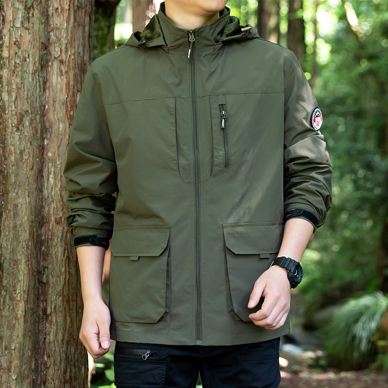 Cross-border Aliexpress vestir de asalto para hombres, abrigo deportivo ventilado al aire libre, chaqueta grande para hombres, chaqueta abierta
