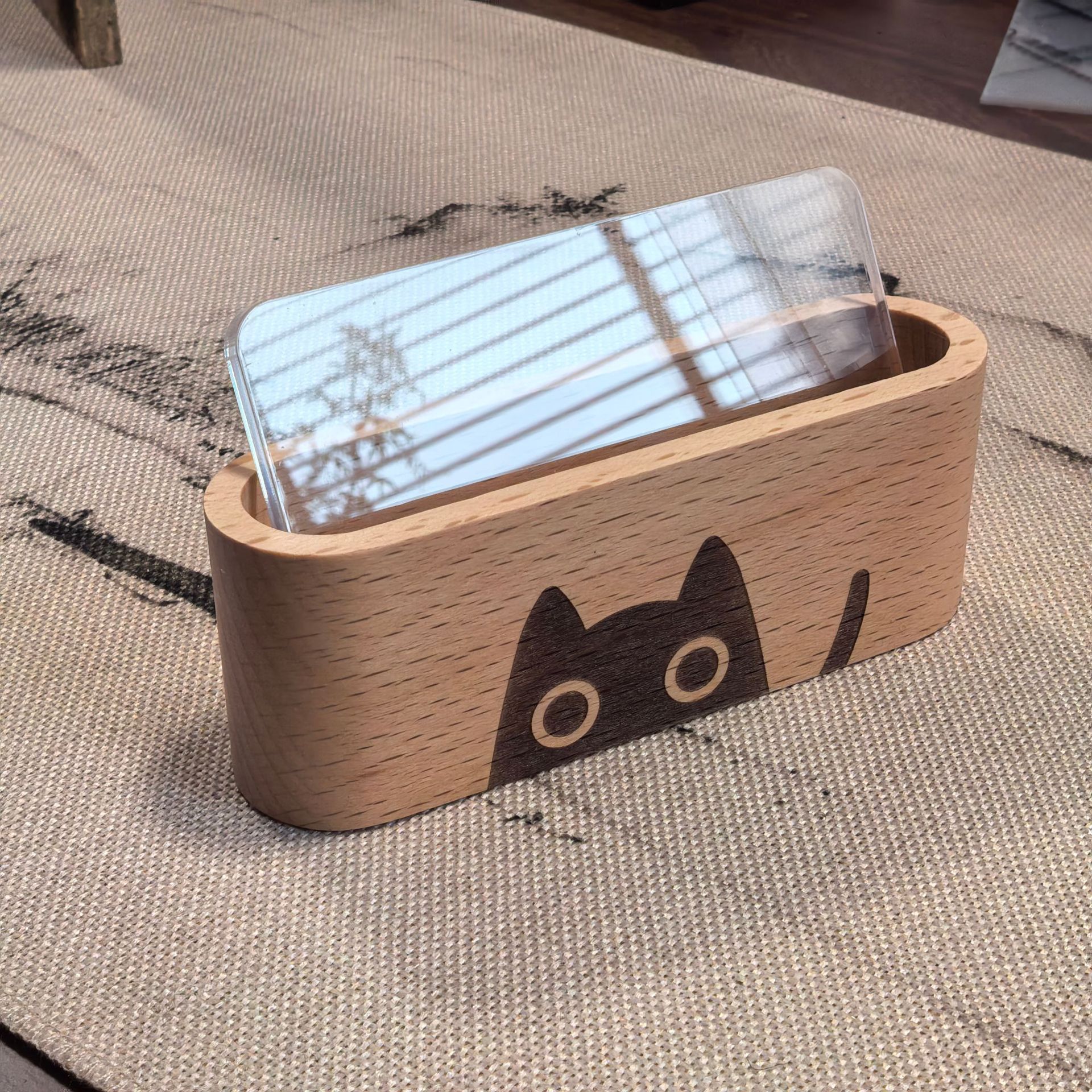 創意黒胡桃ケヤキ木木カード棚ビジネス事務名刺棚名刺入れカード収納ケース名刺入れ