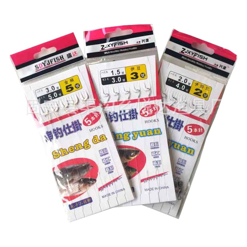 Tie the Fishing Line with a String of 5 Nylon Hooks, Ise Ni Maru Ishi Gold Sleeve Hooks, Fishing Gear Supplies Wholesale