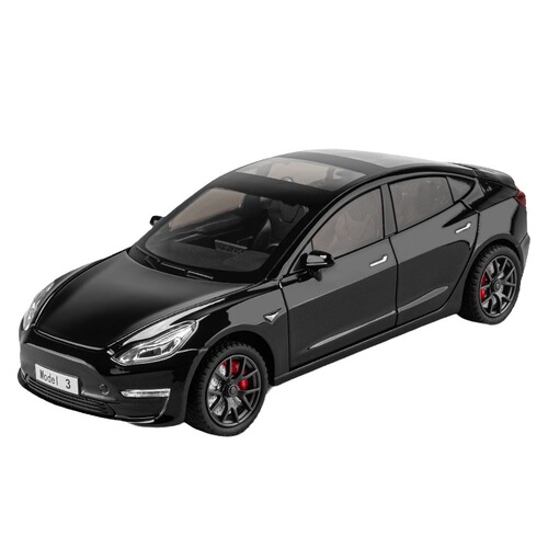 Chezhi alloy car model 1:24 new energy Tesla Model 3 sound and light pull back toy car music model ornaments