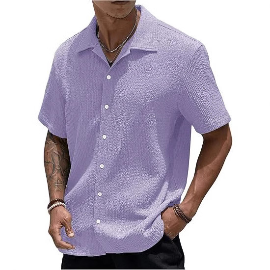 2025 European and American Amazon Independent Station Summer Hot-Selling Cross-Border Men's New Short-Sleeved Fashion Casual Button-Down Shirt