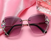 Fashionable sunglasses, sun protection cream, crystal, suitable for import, 2022 years, fitted, UF-protection