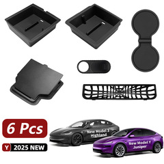 跨境适用双层静音焕新版ModelY/3特斯拉中控储物盒座椅下冰晶组合