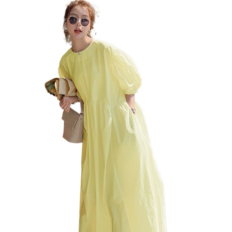 2025 new Korean version of ins loose casual slim white big pendulum A word fairy pure want to dress women summer