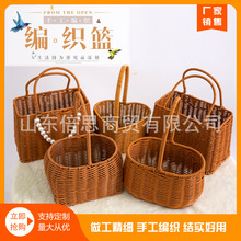 厂家批发塑编花篮编织篮藤编篮喜铺资材伴手礼篮手工编织篮水果篮