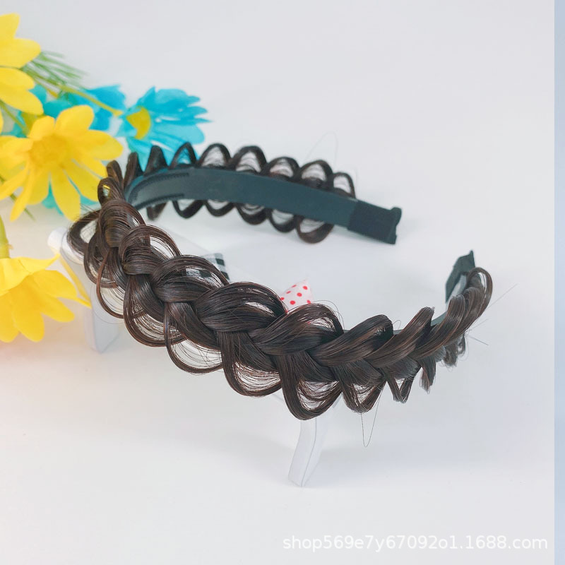 Peluca diadema twist trenza diadema con dientes red antideslizante tocado rojo pelo presionando diadema banda para el cabello accesorios para el cabello tocado femenino