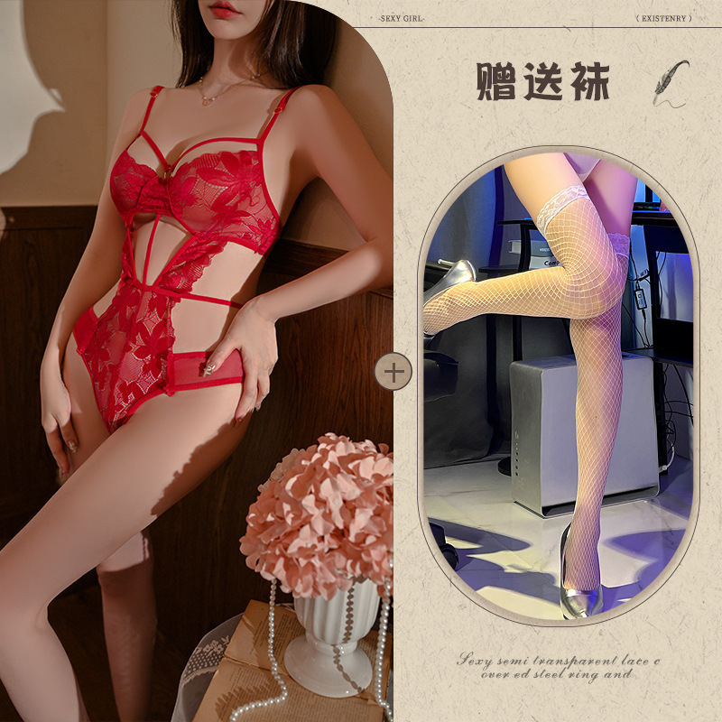 빨간색 + 흰색 망사 스타킹