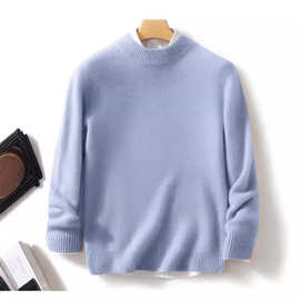 秋冬新款休闲商务男士羊毛衫半高领毛衣宽松加厚百搭针织打底衫