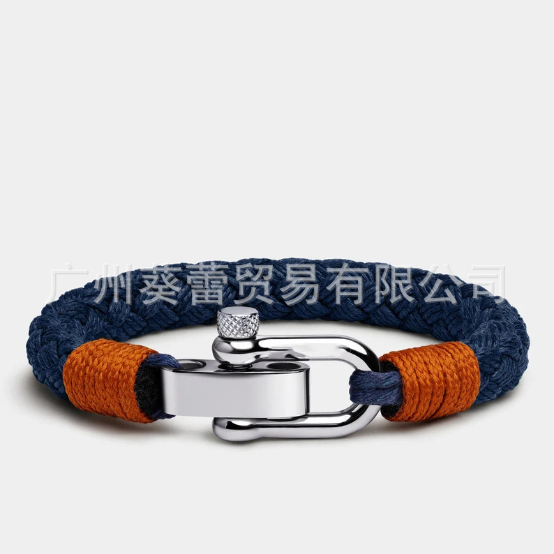 Cross-border Hot Sale Amazon Hot Sale Nautical Fashion Men's Stainless Steel U-shaped Buckle Adjustable Bracelet Wholesale