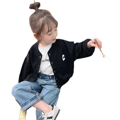 Girls' coat autumn style new fashionable children's fashionable autumn baby short baseball uniform thin section 81015