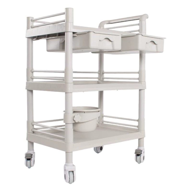 Тележка для салона красоты с двойными ящиками, медицинская тележка, многофункциональная передвижная тележка для ухода за кожей, тележка для инструментов