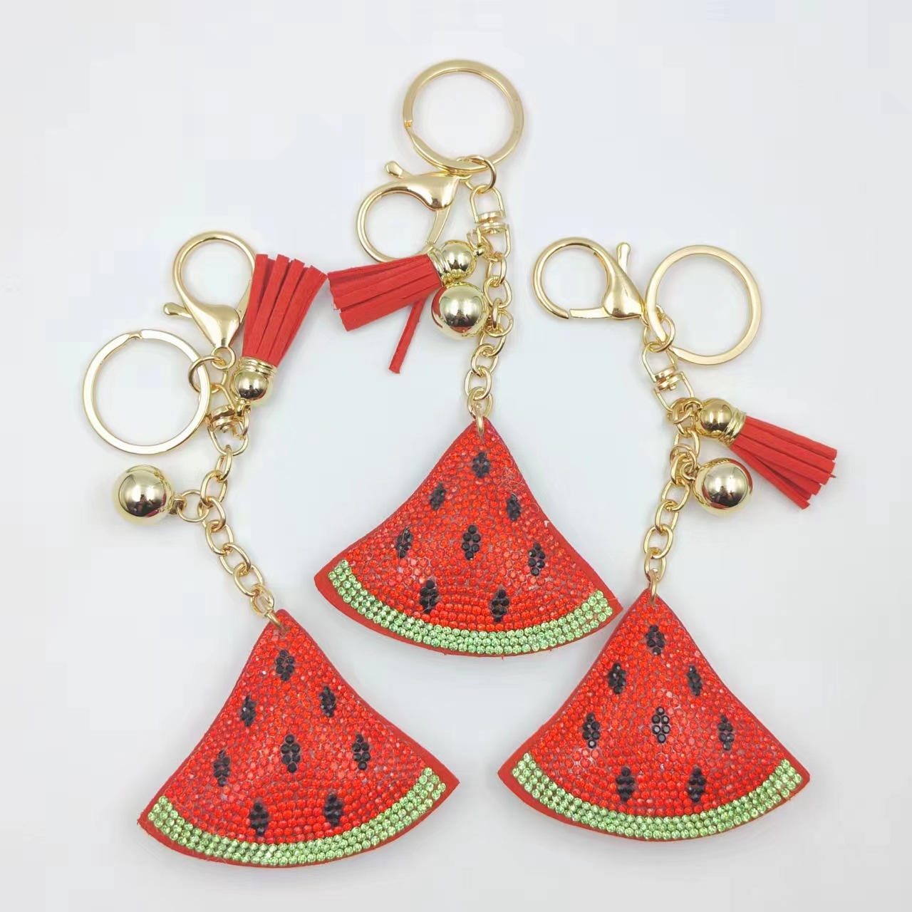 Unisex Gender 1 Piece Glam Cute Fruit Watermelon Flannel Diamond Unisex Keychain