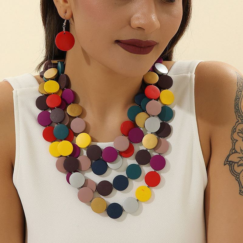 Exaggerated Multi-layer Necklace And Earring Set For Women_voghion.com