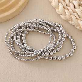 欧美跨境爆款真金电镀串珠圆珠叠戴手链时尚简约弹力手链百搭饰品