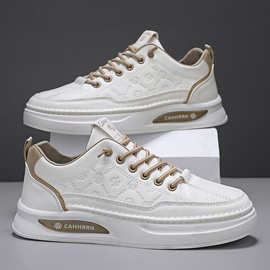 2024夏季新款时尚百搭爆款懒人鞋青少年小白鞋男鞋休闲皮面潮板鞋