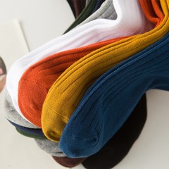 Anti-odor sports breathable mid-calf personalized men's double-needle solid color combed cotton socks wholesale autumn and winter new style