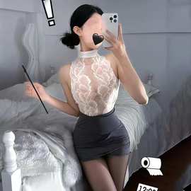夜挽风性感情趣内衣纯欲风秘书蕾丝睡衣服女包臀裙制服套装qqny女
